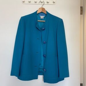 St. John Collection Teal Open-Front Knit Jacket